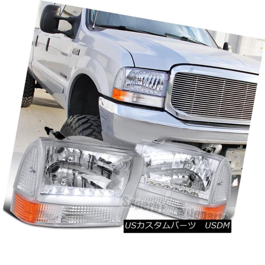 ヘッドライト 1999-2004フォードF250 F350 F450 4PCクリスタルLEDヘッドライトクリアW /コーナーランプ 1999-2004