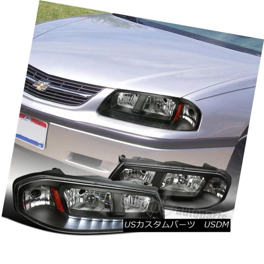 ヘッドライト 2000-2005シボレーインパラJDMブラッククリア/クリスタルレンズLED SMDヘッドライトペア 2000-2005 Chevy