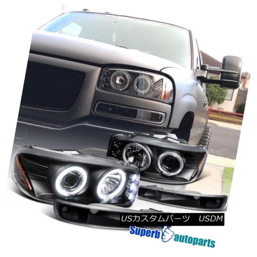 ヘッドライト 1999-2006 GMC Sierra Yukonプロジェクターヘッドライト+ブラム ランプごとに黒 1999