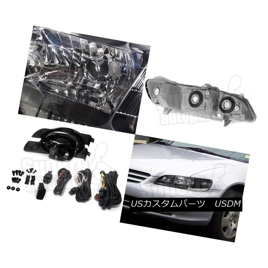 ヘッドライト 2001?2002年ホンダアコード4drヘッドライトブラック+バンパーフォグライトイエローレンズ For 2001-2002 Hondaの画像