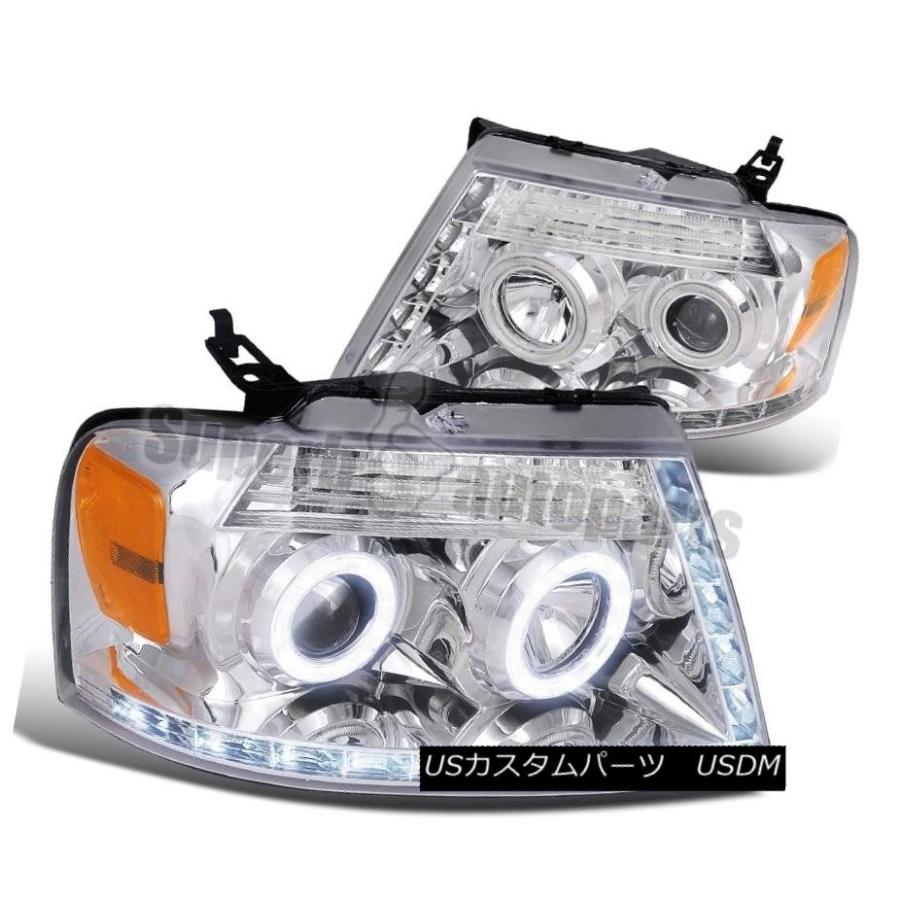 ヘッドライト 2004-2008 Ford F150 R8 LEDループHaloヘッドライトクローム/クリア 2004-2008 Ford F150の画像
