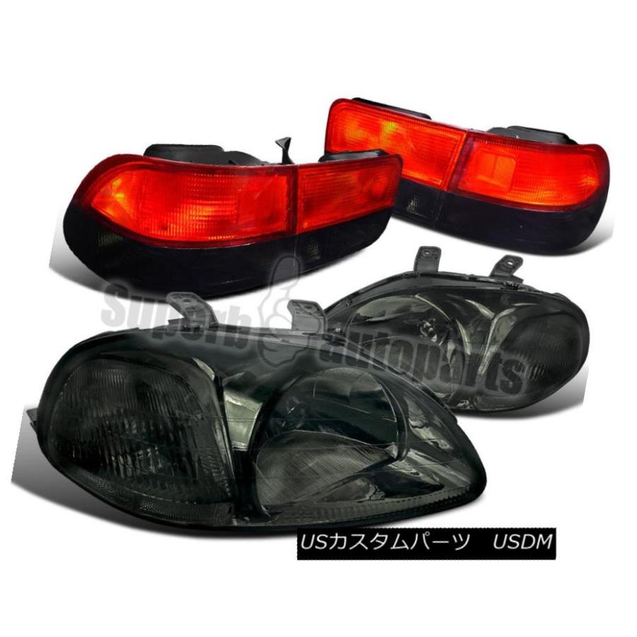 ヘッドライト 1996-1998 Honda Civic 2drヘッドライトスモーク/クリアリフレクター+テールランプレッド For 1996-199