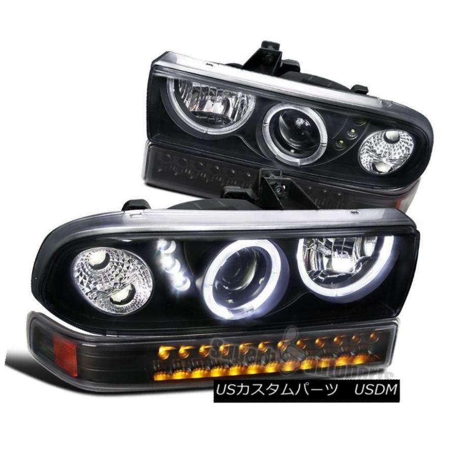 ヘッドライト 1998-2004 S10 Blazer Black LEDプロジェクターHaloヘッドライト+ LEDバンパーランプ 1998-200