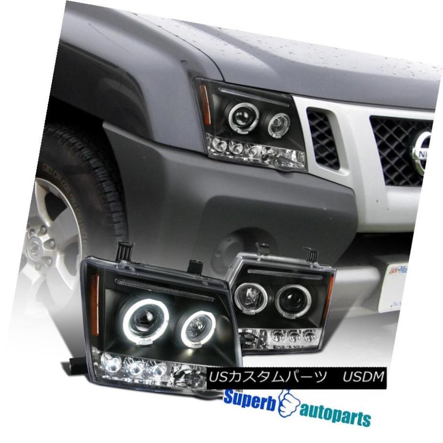 ヘッドライト 2005?2012年Xterra Halo Led Haloプロジェクターヘッドライトブラック仕様調整 For 2005-2012 Xt