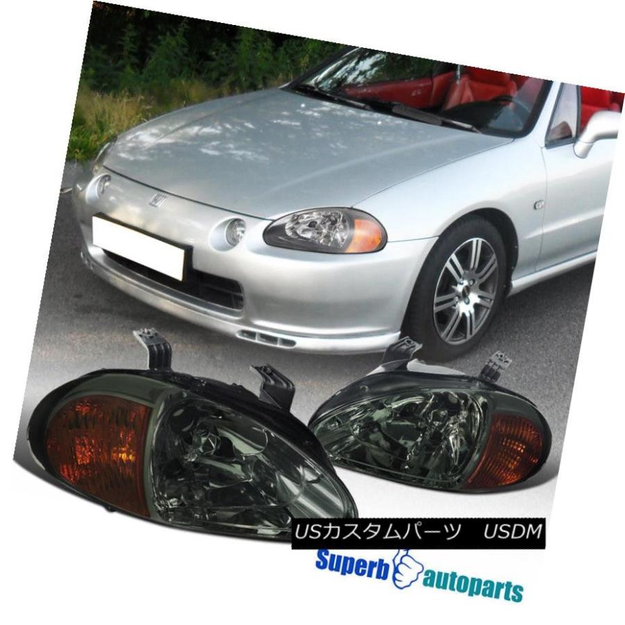 ヘッドライト 1993-1997 Honda Del Sol JDMブラックヘッドライトヘッドランプ+アンバーリフレクター for 1993-1997