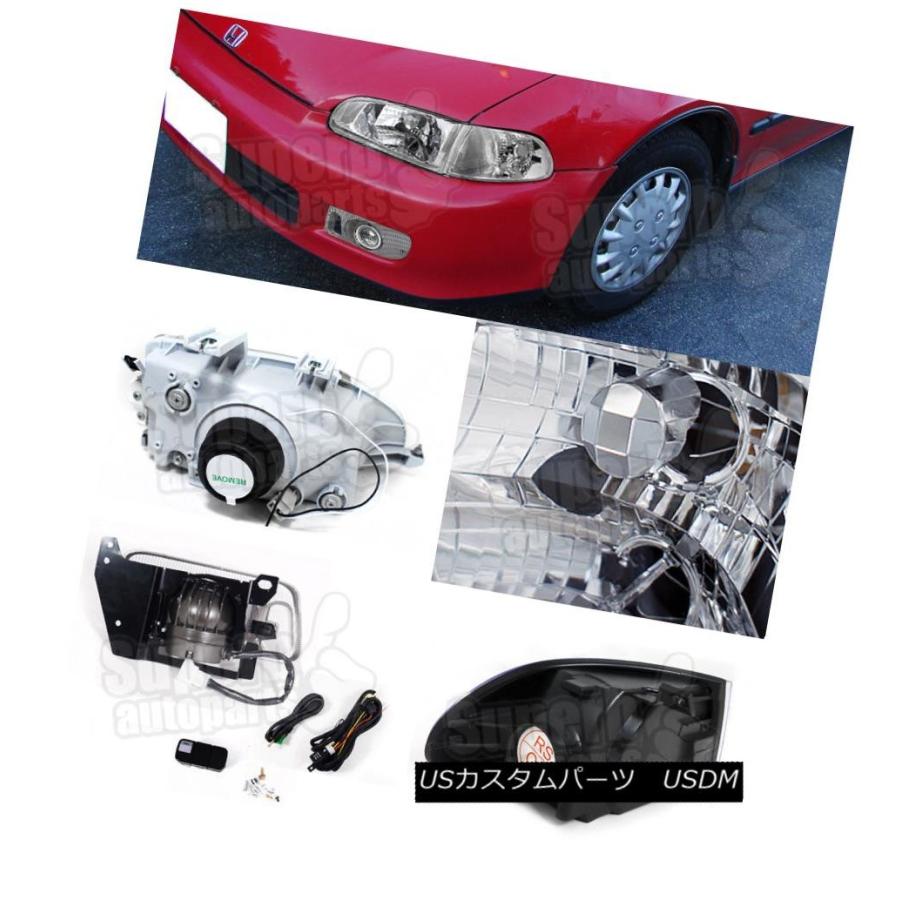 ヘッドライト 92-95 Civic 2D / 3Dヘッドライト用クローム+ターンシグナルランプ+バンパーフォグライトクリア For 92-95 Ciの画像