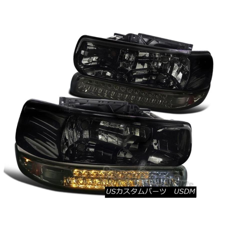 ヘッドライト 2000-2006シボレータホ郊外煙レンズユーロヘッドライト+ LEDバンパーシグナルランプ 2000-2006 Chevy Tahoe