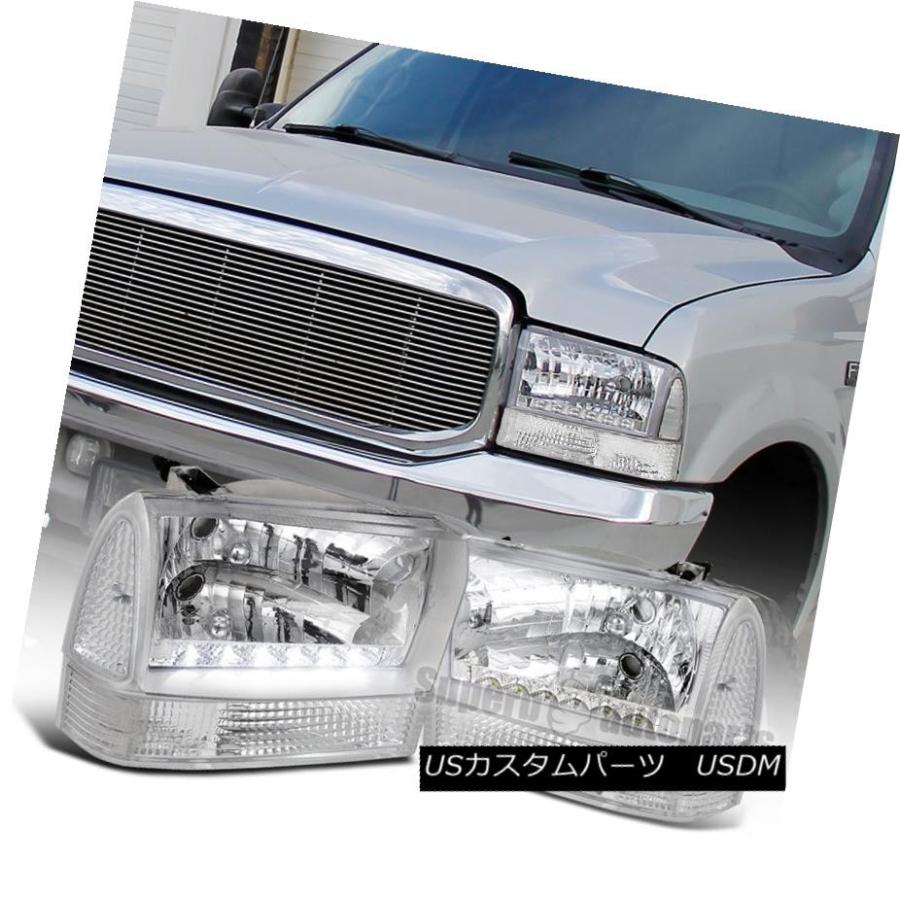ヘッドライト 1999-2004 F250 F350 F450 F550 LEDヘッドライトクリア+コーナーランプクリアリフレクター 1999-200