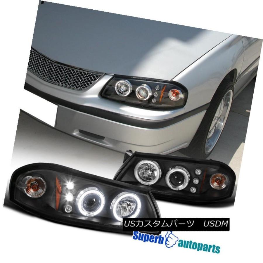 ヘッドライト 2000-2005 Chevy Impala Halo LEDプロジェクターヘッドライトブラックスペックチューニング 2000-2005