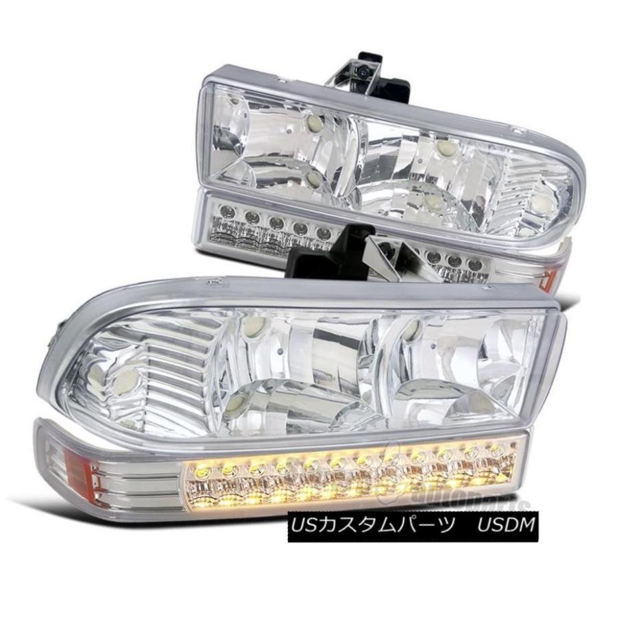 ヘッドライト 1998-2004 Chevy S10 Blazerクリスタルヘッドライトクローム+ LEDシグナルバンパーライト 1998-2004