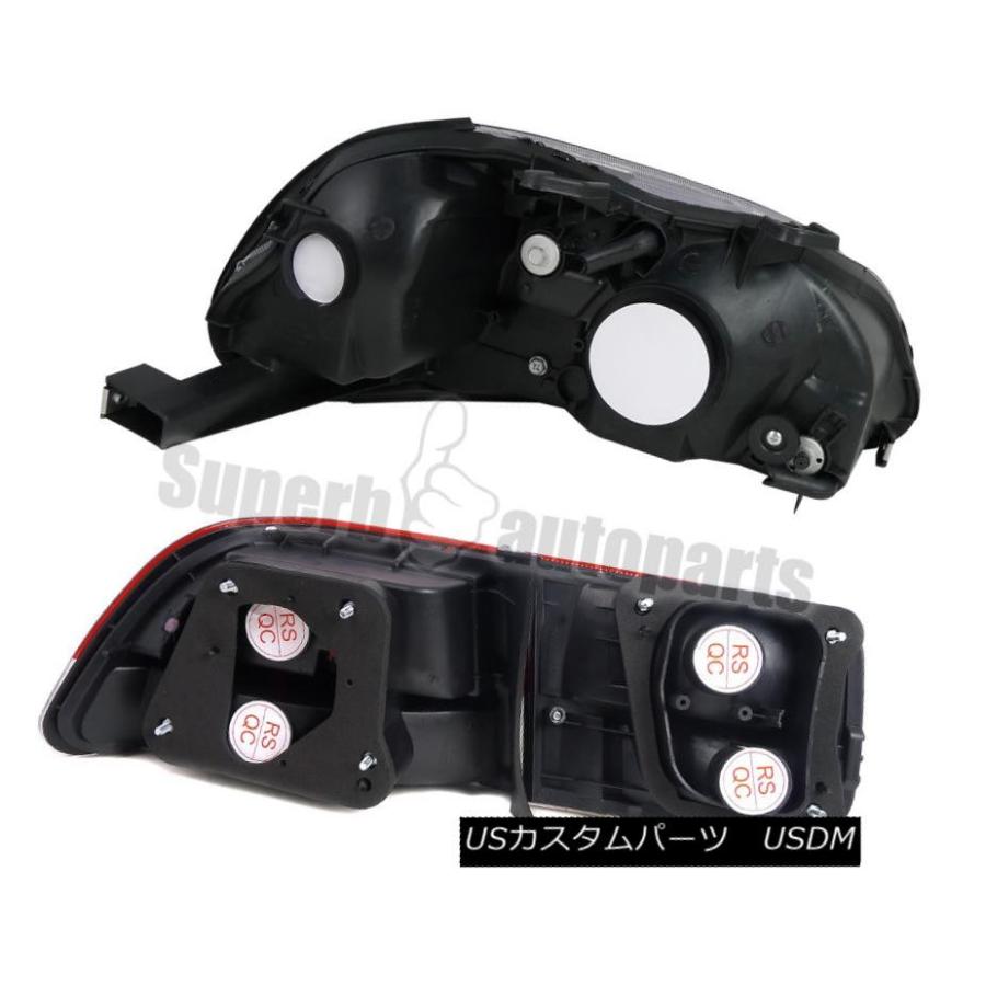 ヘッドライト 1996-1998 Honda Civic 2drヘッドライトクローム+テールランプレッドクリア For 1996-1998 Hondaの画像