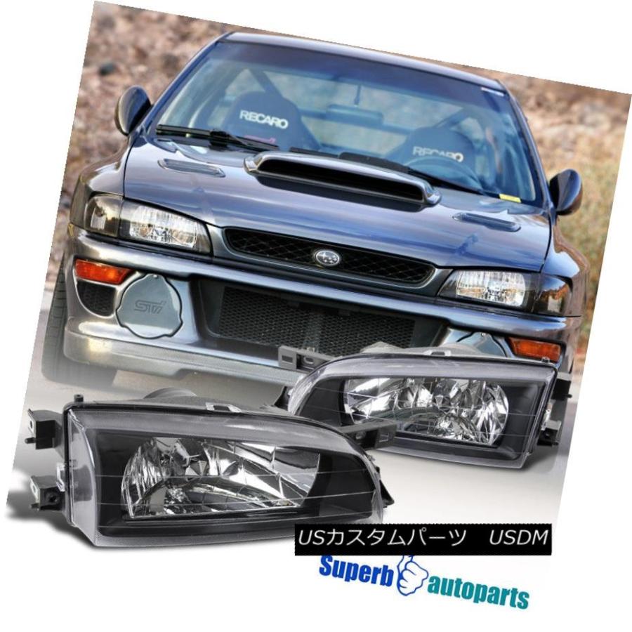 ヘッドライト 1995?2001年スバルインプレッサブラックJDMスタイルクリスタルヘッドライトランプペア For 1995-2001 Subaru