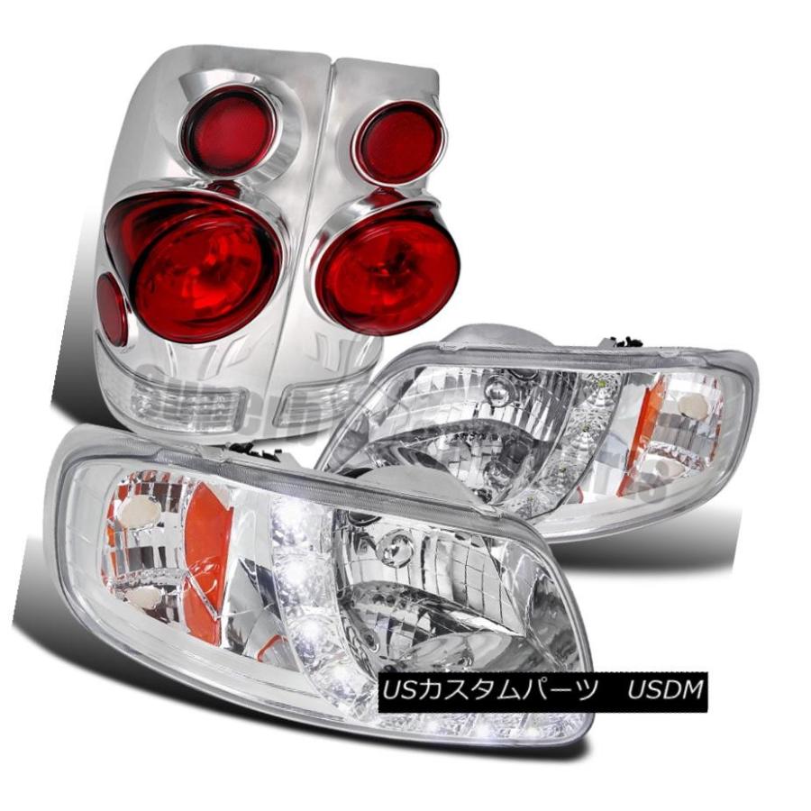 前照灯 1997-2003 Ford F150 Smd LED縞模様前照灯+ 3-Dレトロテールブレーキランプクローム 1997-20 自動車-ライト、レンズ
