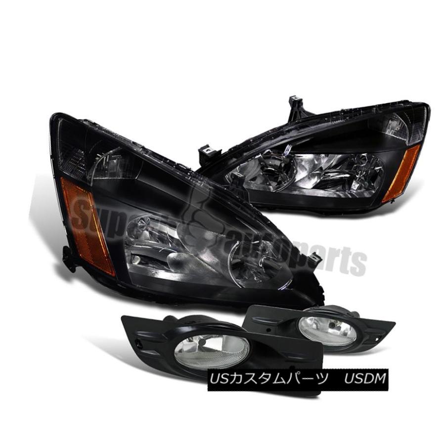 ヘッドライト 2006  -  2007年ホンダアコード2drヘッドライトブラック+バンパーフォグランプクリア For 2006-2007 Honda