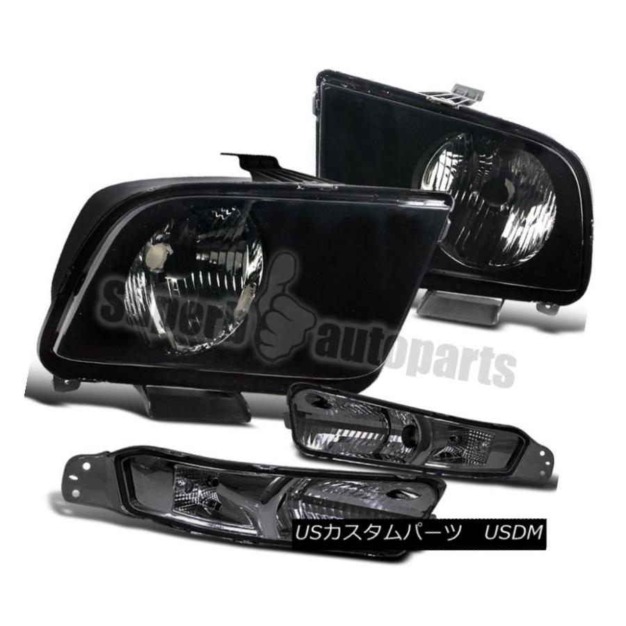 ヘッドライト 2005-2009 Ford Mustang GTブラックヘッドライト+   ntバンパーシグナルライトスモーク