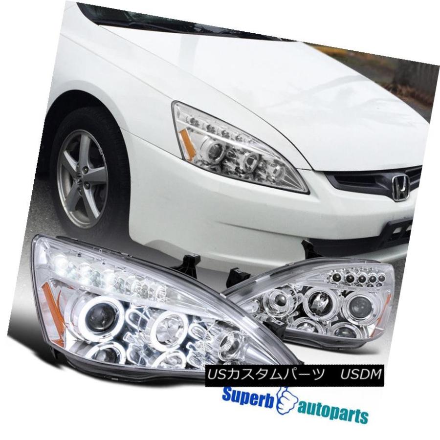 ヘッドライト 2003  -  2007年ホンダアコード2Dr / 4Dr Halo LEDプロジェクターヘッドライトヘッドランプペア For 200