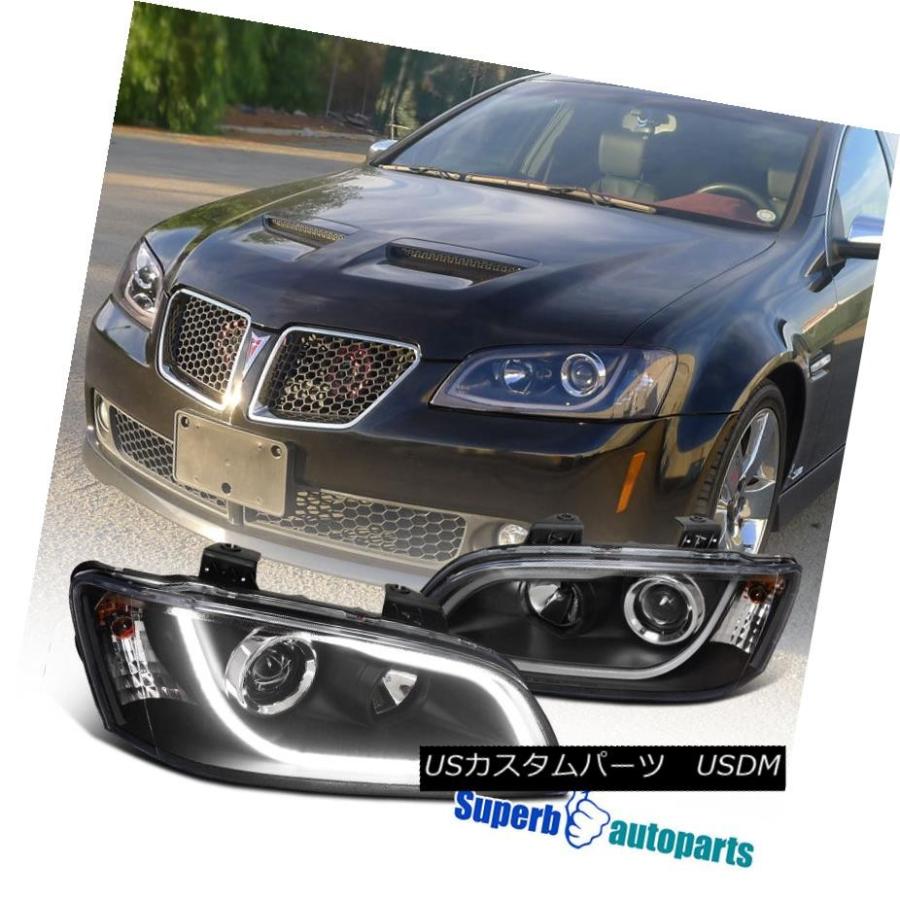 ヘッドライト 2008  -  2009年ポンティアックG8 DRLストリップLEDライトバープロジェクターヘッドライトランプブラック 2008-20