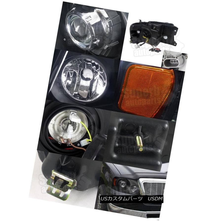 ヘッドライト 04-08 Ford F150クリスタルプロジェクターヘッドライトブラック+ラプタースタイルバンパーグリル 04-08 Ford F15の画像
