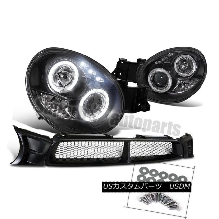 ヘッドライト 2002-2003 Impreza Halo LEDプロジェクターヘッドライトブラック+ ABSメッシュフードグリル 2002-2003