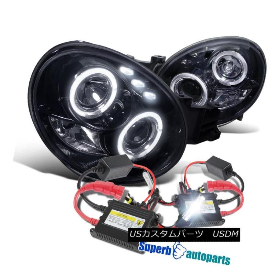 ヘッドライト 02-03スバルインプレッサLEDハロープロジェクターヘッドライト光沢ブラック+ H1スリムHID For 02-03 Subaru I