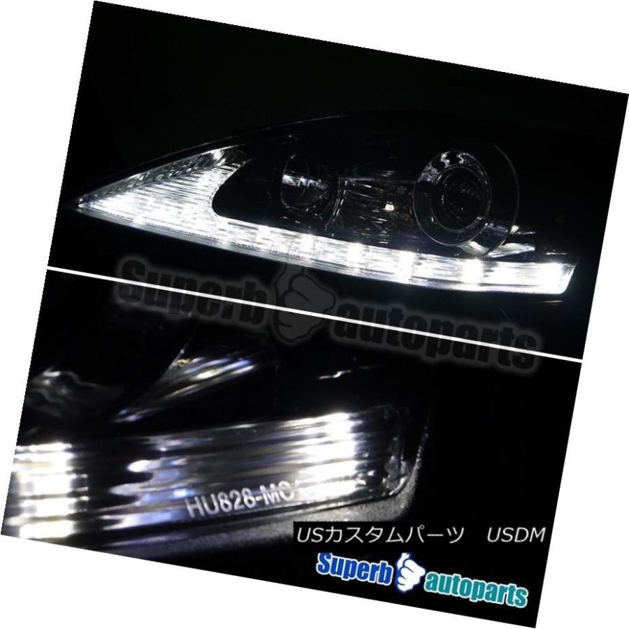 ヘッドライト 06-09 Lexus IS250 IS350 LED DRL信号煙プロジェクターヘッドライト光沢ブラック 06-09 Lexus ISの画像