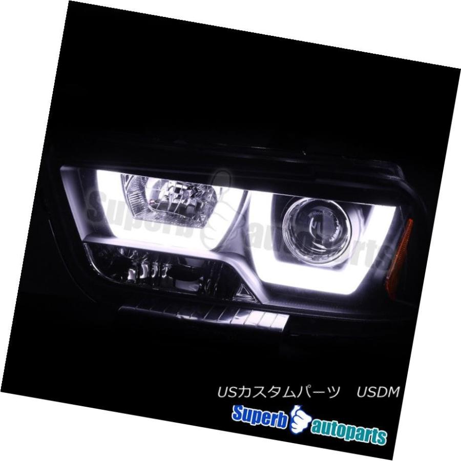 ヘッドライト 2011-2014ダッジチャージャブラッククリアLED DRLデュアルハロープロジェクタヘッドライト 2011-2014 Dodge Cの画像