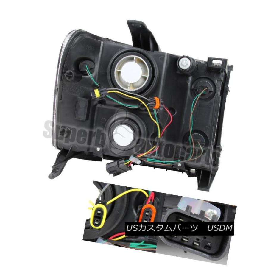 ヘッドライト 2007-2014 GMC Sierraピックアップブラックヘッドライトアンバー+クロームLEDテールランプ 2007-2014 GMCの画像
