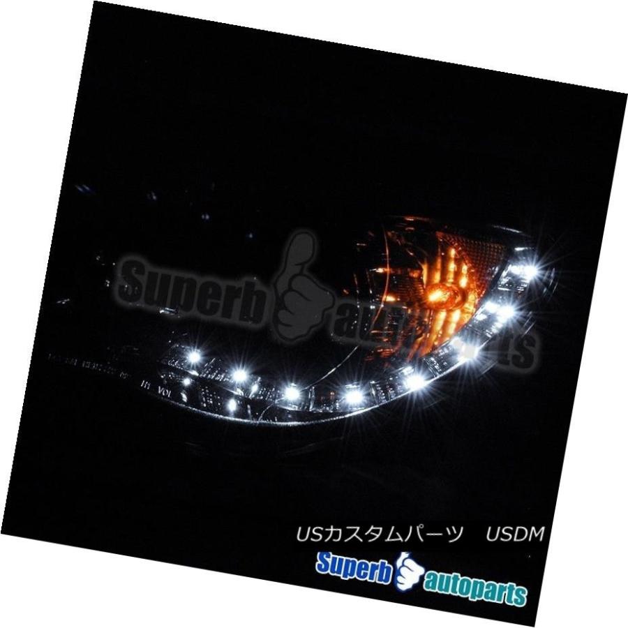 ヘッドライト 06-07スバルインプレッサ煙LED DRLヘッドライトヘッドランプ光沢ブラックペア For 06-07 Subaru Imprezaの画像