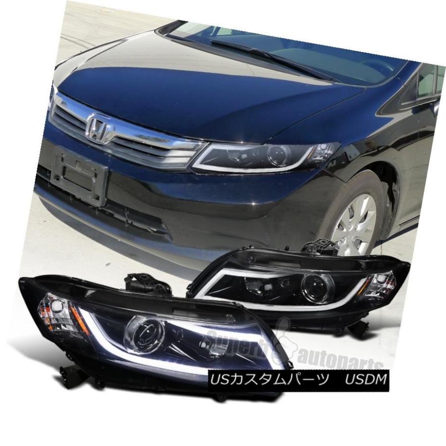 ヘッドライト 2012-2015 Honda Civic 2 / 4DプロジェクターヘッドライトW / LEDライトバーグロッシーブラック For 2