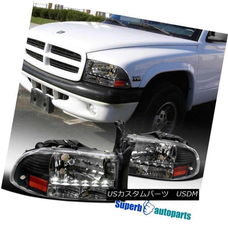 ヘッドライト 1997-2004 Dodge Dakota LEDクリスタルヘッドライトヘッドランプブラック 1997-2004 Dodge Dako