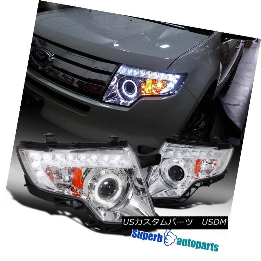 ヘッドライト 2007年 -  2010年フォードエッジプロジェクタークリアヘッドライトW / Halo Rim + LED DRL Chrome S