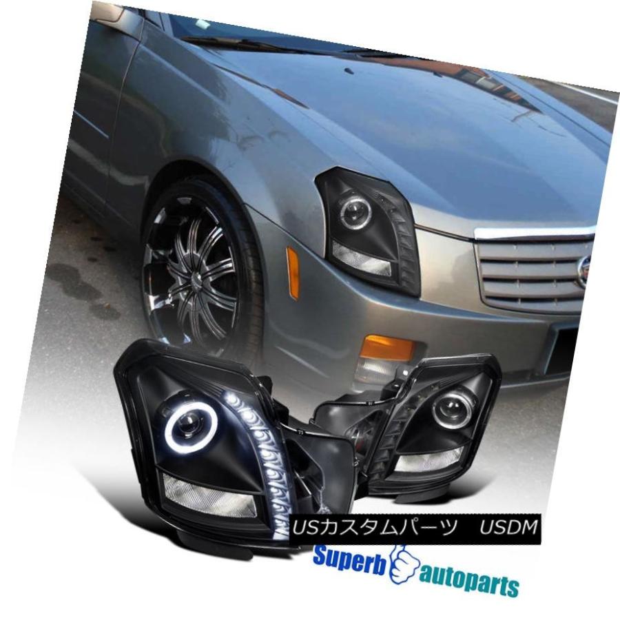 ヘッドライト 2003-2007キャデラックCTS SMD LEDハロープロジェクターヘッドライトブラック 2003-2007 Cadillac CT