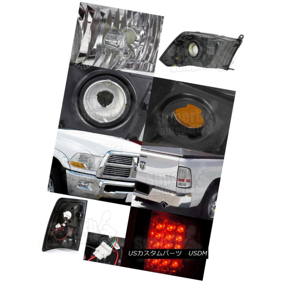 ヘッドライト 2009-2017 Dodge Ramユーロヘッドライト+ LEDブレーキランプテールライトクローム/クリア 2009-2017 Dodの画像