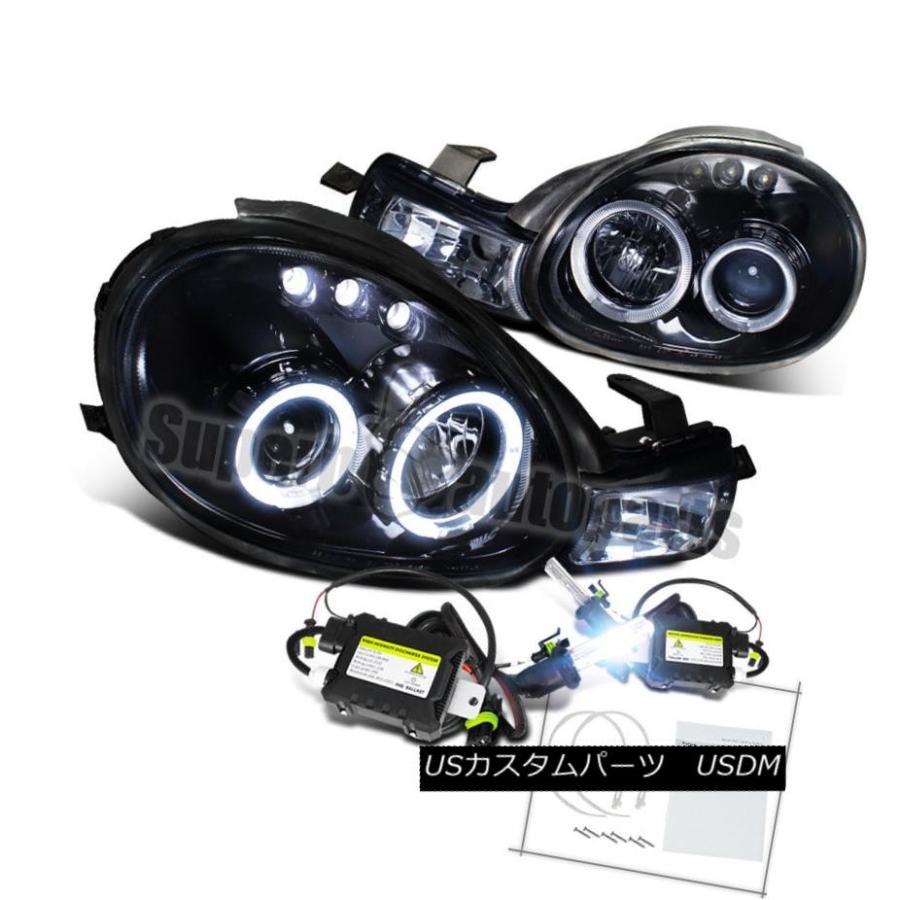 ヘッドライト 2000-2002 Dodge Neon Halo LEDプロジェクターヘッドライトGlossy Black + H1スリムHIDキット