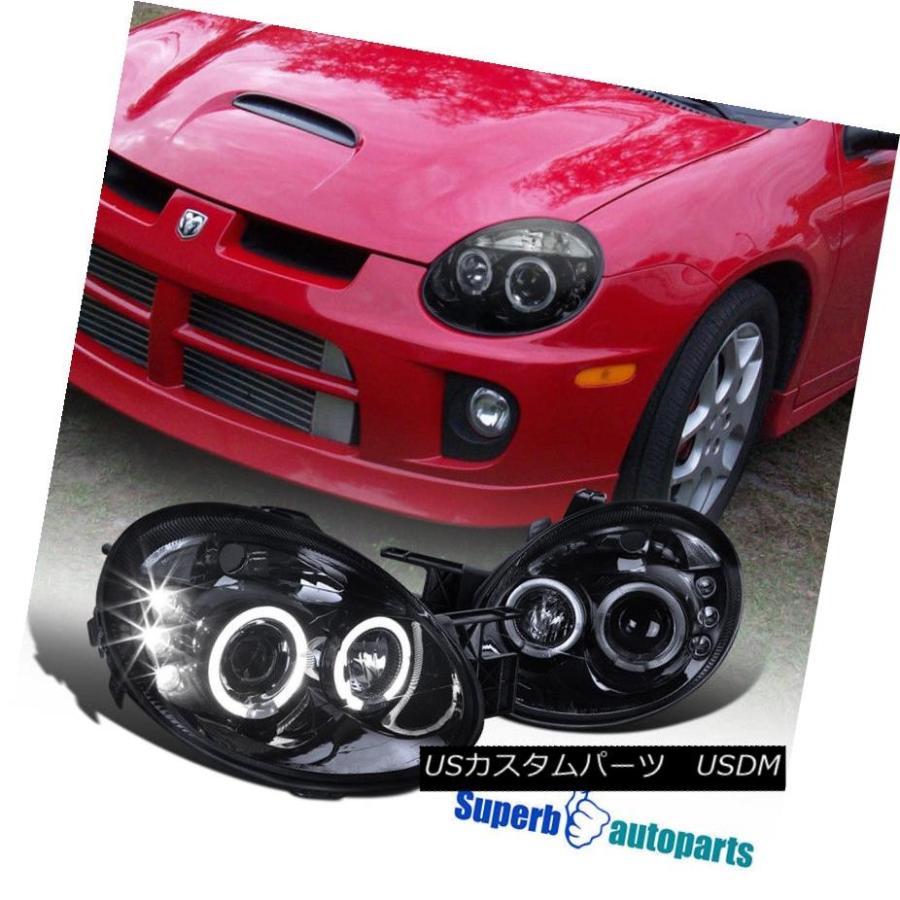 ヘッドライト 2003-2005 Dodge Neon LEDデュアル・ハロー・プロジェクター・スモーク・ヘッドライト・グロッシー・ブラック・スペック