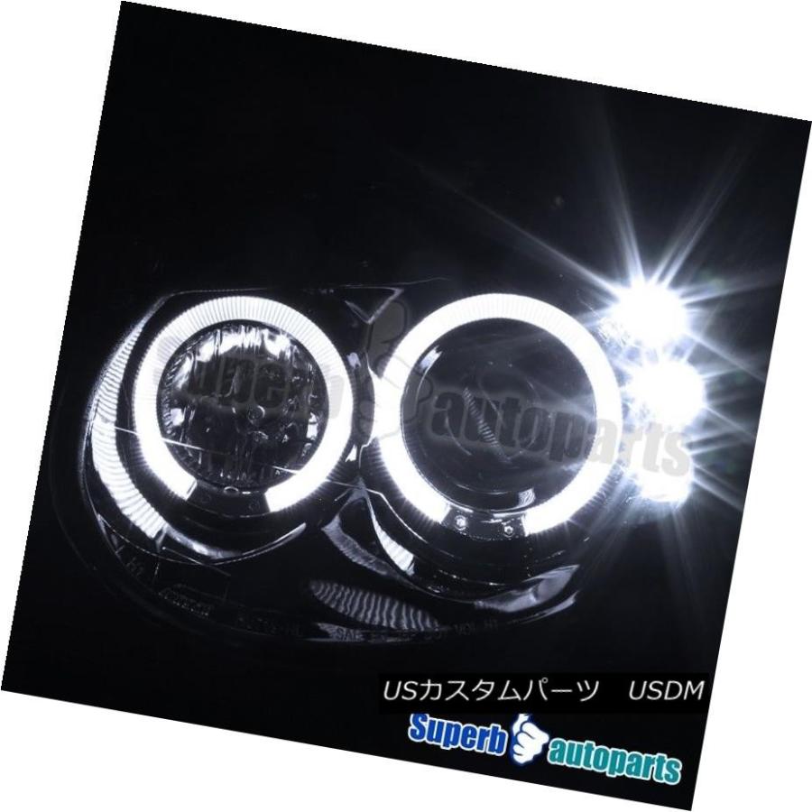 ヘッドライト 2003-2005 Dodge Neon LEDデュアル・ハロー・プロジェクター・スモーク・ヘッドライト・グロッシー・ブラック・スペックの画像