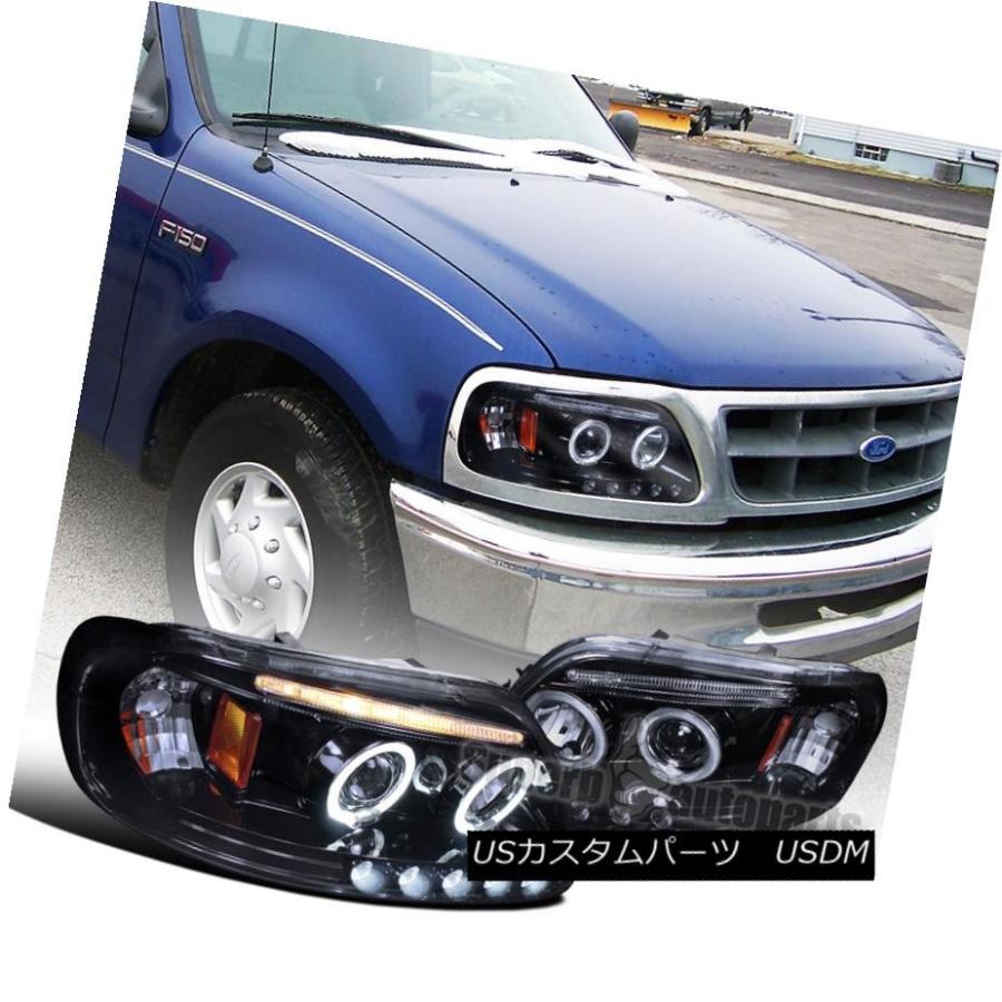 ヘッドライト 97-03 F150遠征04 F150ヘリテージスモークヘイロープロジェクターLEDヘッドライトL + R 97-03 F150 Exp