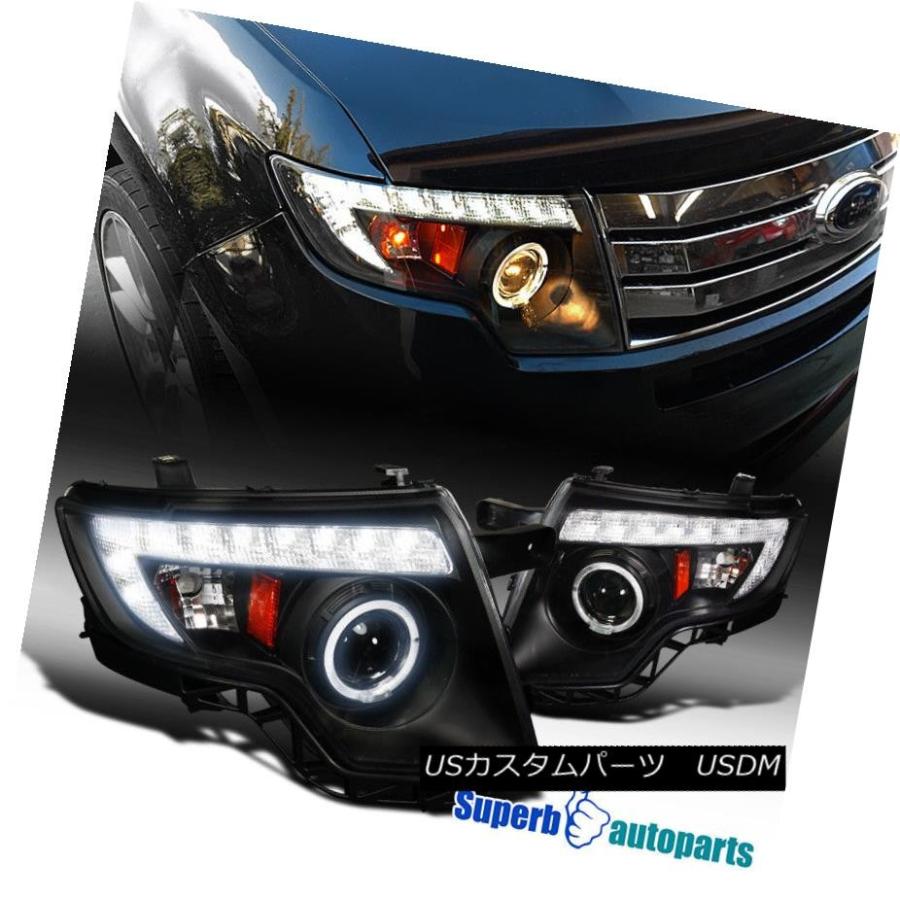ヘッドライト 2007  -  2010年フォードエッジプロジェクターヘッドライトランプW / Haloリング+ LED DRL Black Spec