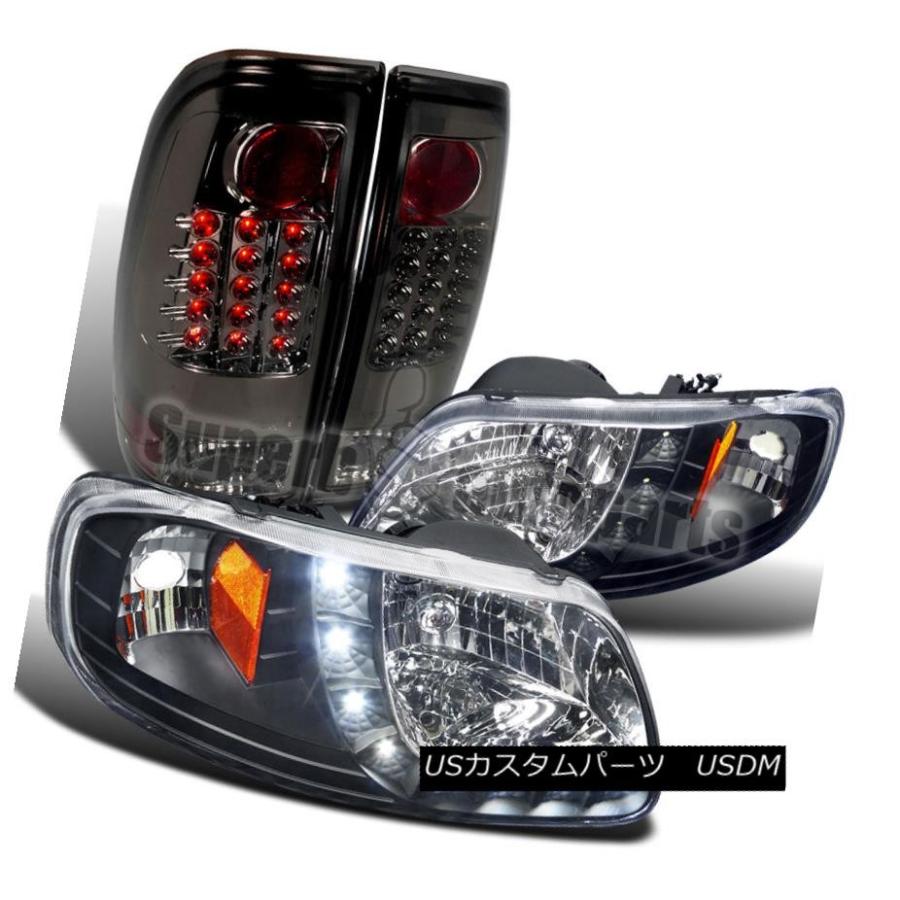 前照灯 1997-2003 F150表現スタイル側面SMD LED前照灯黒いこと+テールブレーキランプスモークレンズ 1997-2003 F