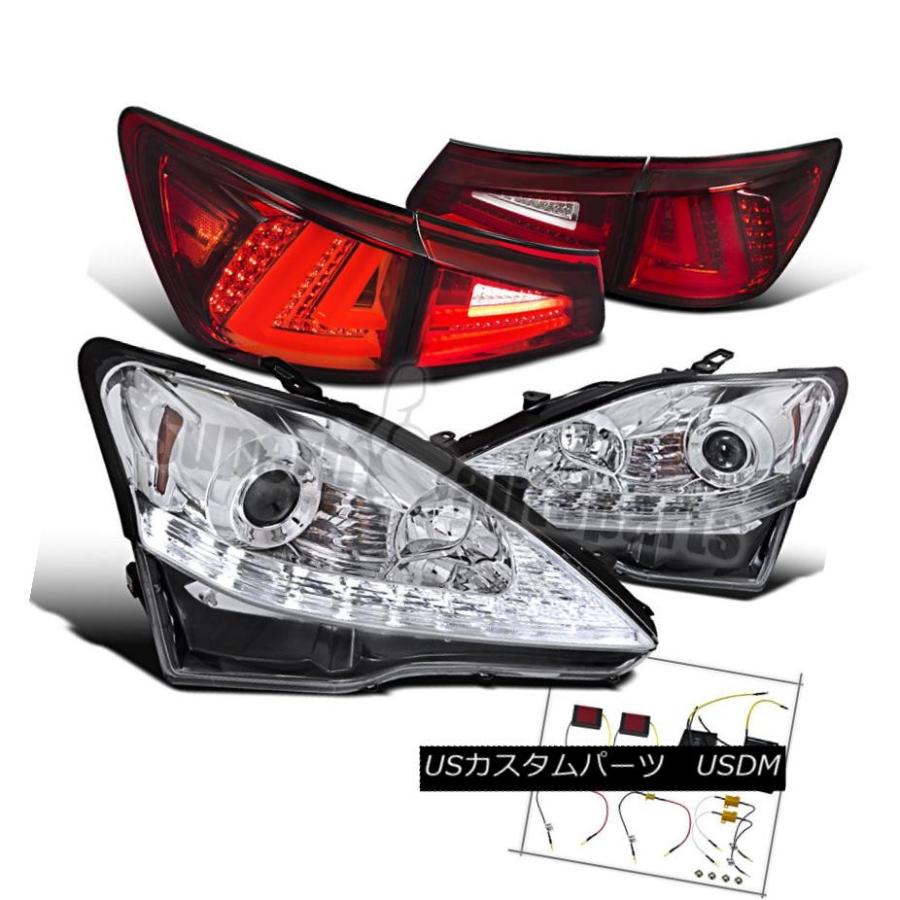 前照灯 2006-2008 Lexus IS250 SMD LED DRLシグナルプロジェクターヘッドライト+五分五分 l照明ランプ赤 200 自動車-ライト、レンズ