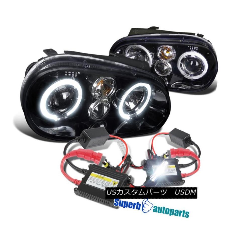 前照灯 1999-2006ゴルフGTI MK4ハロープロジェクタースモークヘッドライト光輝黒いこと+ H1か細いHID 1999-2006 Go