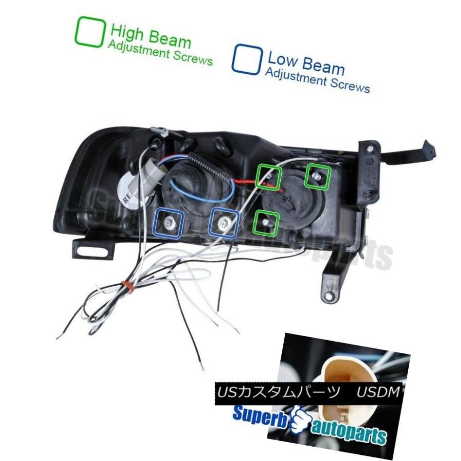 ヘッドライト 1994-2001 Ram 1500 2500 3500 Smoke LED HaloプロジェクターヘッドライトGlossy Blackの画像
