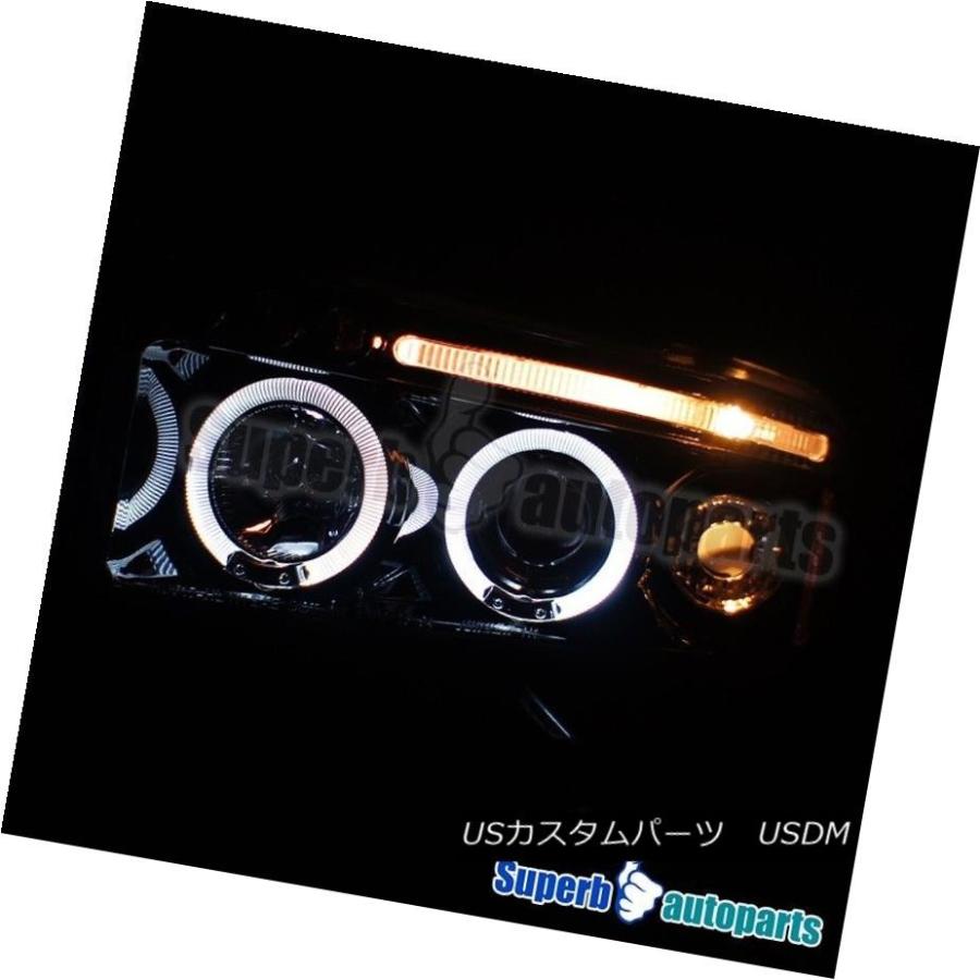 ヘッドライト 1994-2001 Ram 1500 2500 3500 Smoke LED HaloプロジェクターヘッドライトGlossy Blackの画像