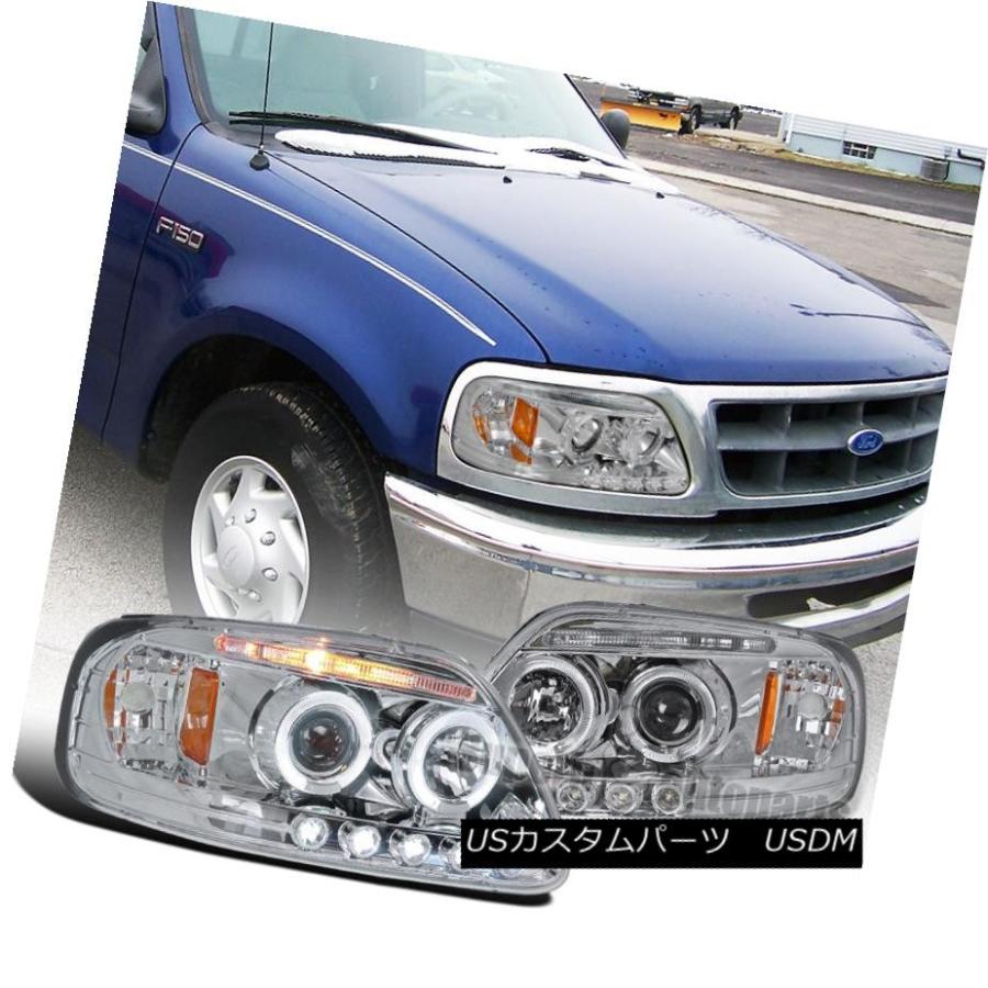 ヘッドライト 1997-2003 Ford F150遠征Halo LEDプロジェクターヘッドライトChrome SpecD Tuning 1997-2
