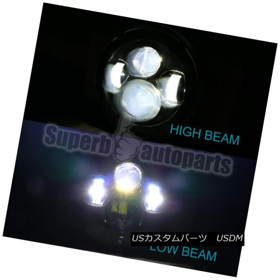 ヘッドライト ブラッククリア7 \"ラウンドプロジェクターLEDヘッドライト45W 6500Kジープラングラー2X用 Black Clear 7\" Roの画像