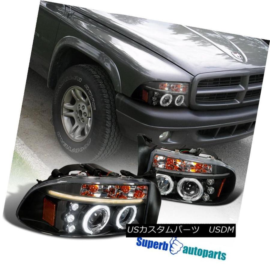 ヘッドライト 1997-2004 Dodge Dakota Durango Halo LEDプロジェクターヘッドライトブラックスペックチューニング 1