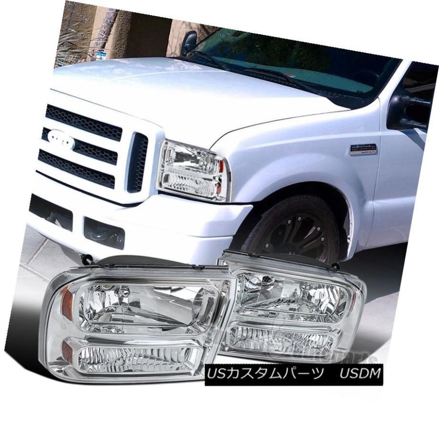 ヘッドライト 99-04 Ford F250 / F350スーパーデューティークロム1PCスタイルヘッドランプ（バンパーランプ付） 99-04 For