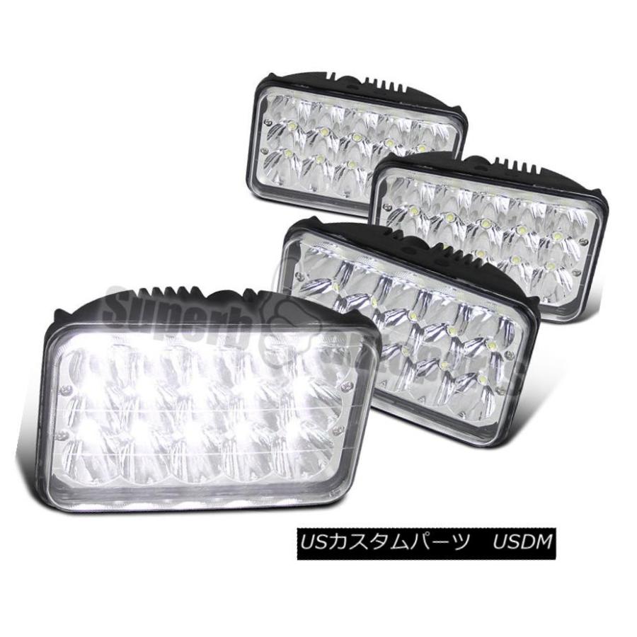 ヘッドライト 4PC 4 \"X 6\""クロームシールドビームH4 15-LEDヘッドライトスクエアヘッドランプ 4PC 4\"" X 6\"" Chrome S"