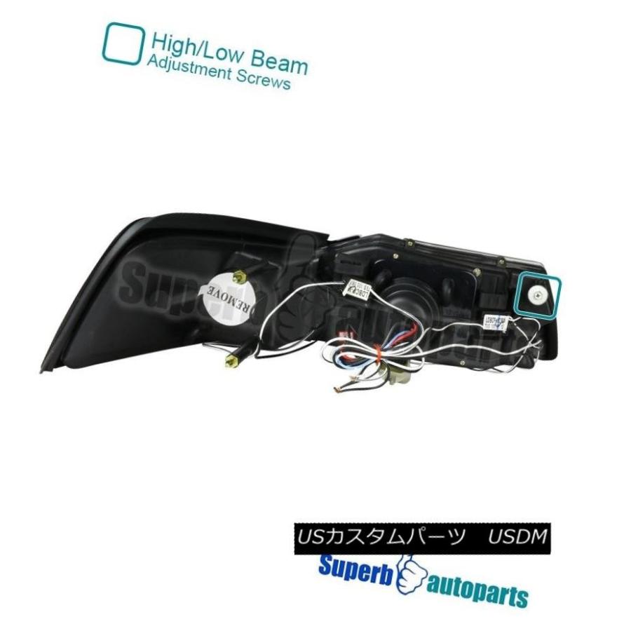 ヘッドライト 1999-2004フォードマスタングLEDハロープロジェクターヘッドライトブラックスペックチューニング 1999-2004 Ford Mの画像
