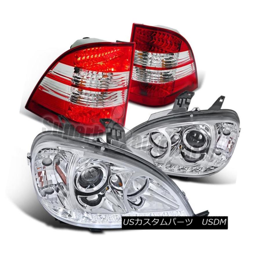 ヘッドライト 2002-2005 W163 ML320 ML500 SMD LEDプロジェクターヘッドライトクローム+レッドテールライト 2002-2